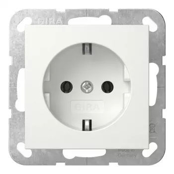Gira 444013 SCHUKO-Steckdose mit Montageplatte, Aufputz, Reinweiß