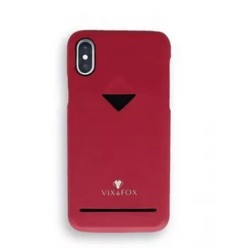 Card Slot Back Shell VixFox für iPhone X/XS — rubinrot, Rückseitenabdeckung mit integriertem Kartenfach