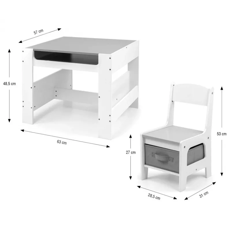 Kindermöbel-Set Milly Mally Sven White – Modell 5488, weiße Ausführung