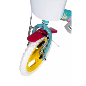 Kinderfahrrad Toimsa TOI1198 12 Zoll Peppa Pig Design, 12-Zoll-Schaumstoffräder, Vorderbremse, Stützräder, Korb