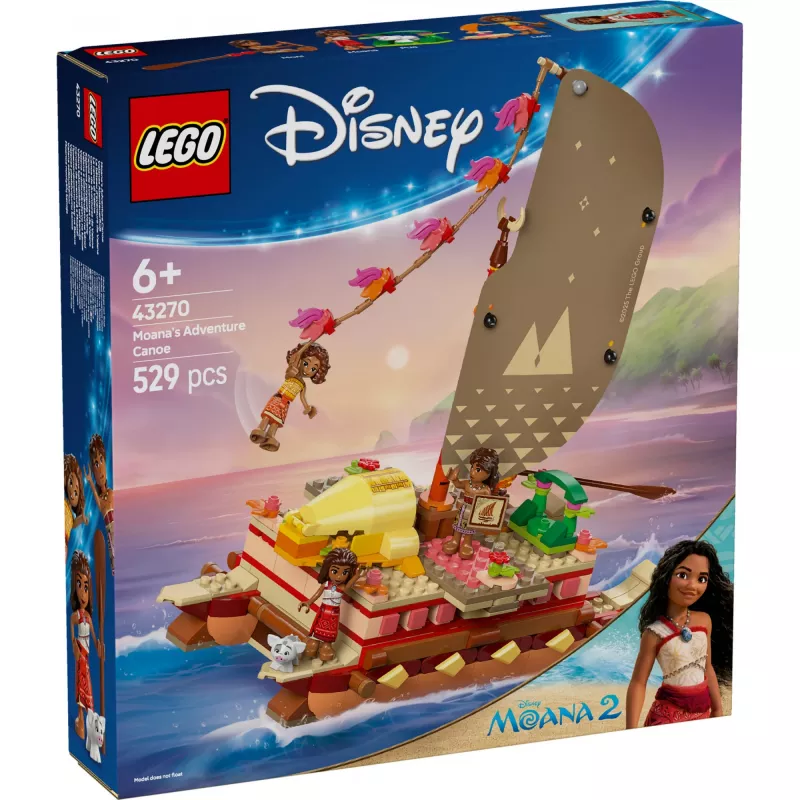 LEGO Disney 43270 Vaianas Abenteuerkanu, 529 Teile, 3 Minifiguren, 6+