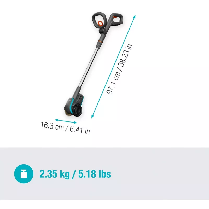 Gardena 14820-55 EasyWeed 1800/18V P4A solo Akku-Fugenbürste Unkrautentferner, ohne Akku und Ladegerät, grau/türkis