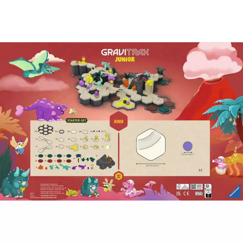Murmelbahn Ravensburger GraviTrax Junior Starterset XXL Dino, Streckenbau für Kinder