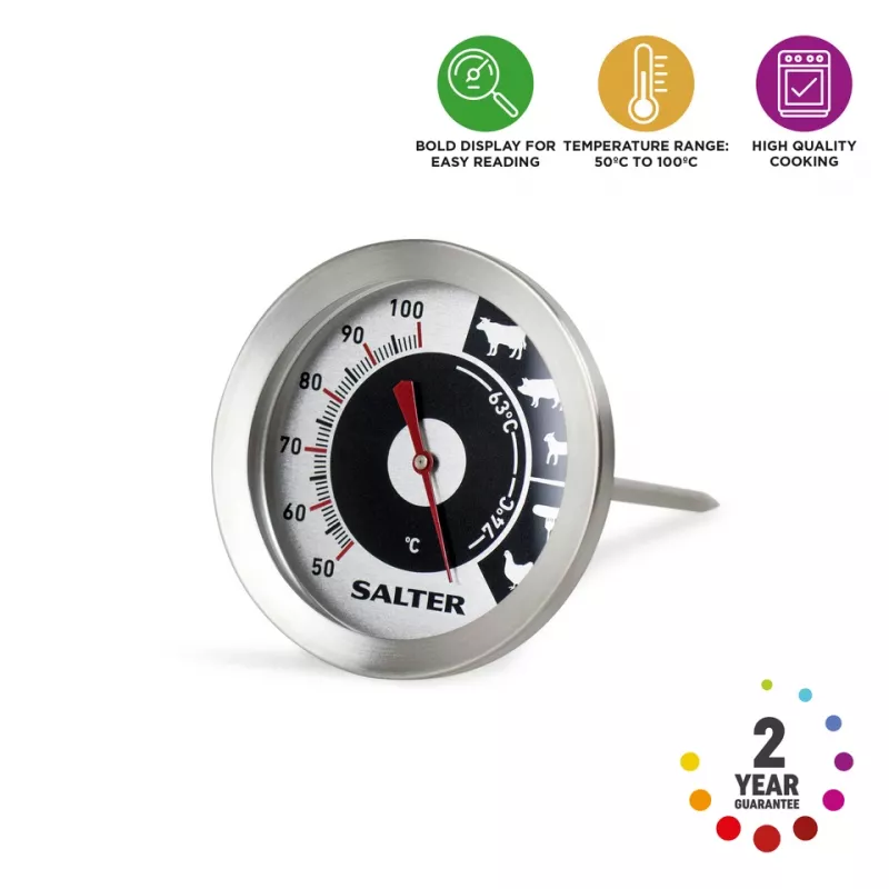 Analoges Fleischthermometer Salter 512 SSCR Edelstahl – analoge Sonde für Backofen und Grill