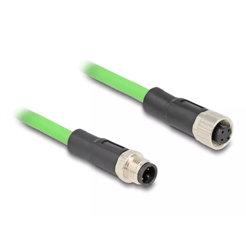 Netzwerkkabel DeLOCK M12 Kabel D-codiert 4-polig Stecker auf Buchse PUR (TPU) 1 m