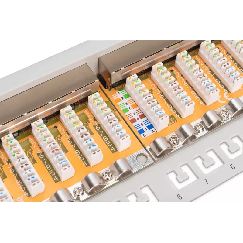 DIGITUS DN-91624S 24-Port Cat6 geschirmtes Patchpanel, 1 HE 19 Zoll, Grau