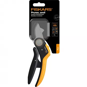 Astschere Fiskars Plus PowerLever Amboss Schwarz Orange