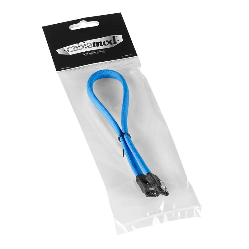 CableMod ModMesh - SATA-Kabel - Serial ATA 150/300/600 - SATA (W) zu SATA (W) - 60cm - Hellblau (CM-CAB-SATA-N60KLB-R)