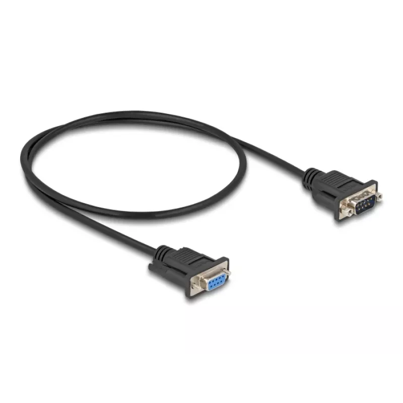 DeLOCK 87819 Serielles Kabel RS-232, D-Sub 9 Stecker auf Buchse, 0,5 m, Schwarz