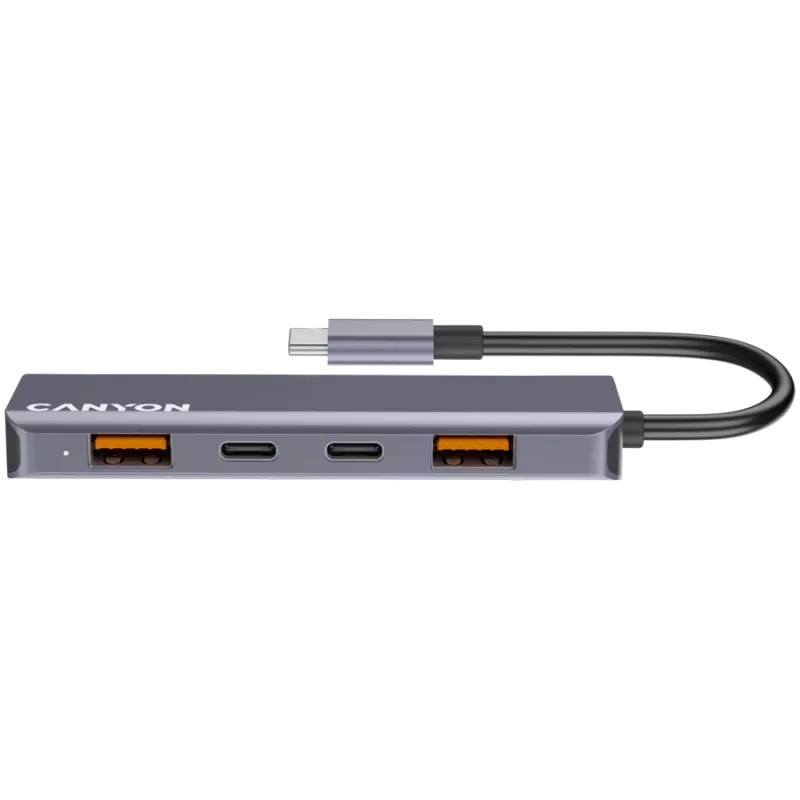 Canyon DS-18 - USB-C Hub - 5 Ports - 1x USB-C 5V DC Laden - 2x USB-C - 10 Gbit/s - 2x USB 3.2