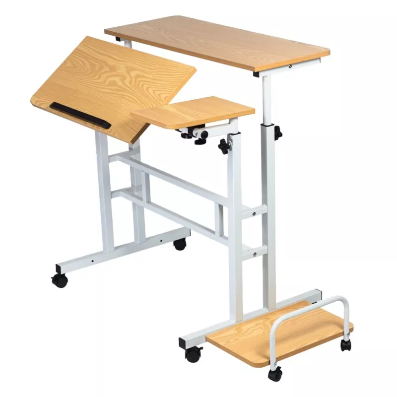 Maclean mobiler Laptop-Tisch, weiß, 80x60cm, 50kg max, höhenverstellbar 67-115cm, MC-124 W