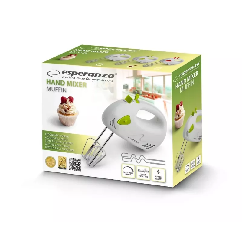 Esperanza EKM007G Muffin Handmixer, 150 W, grün/weiß