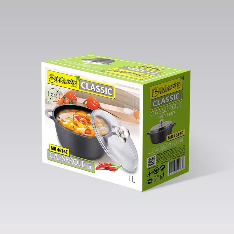 Maestro MR-4616C Topf mit Deckel 16 cm 1 l Schwarz