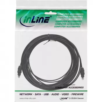 InLine Optisches Audiokabel Toslink Stecker/Stecker, 15 m, Schwarz (89916)
