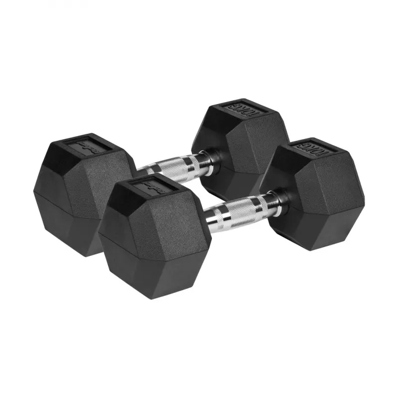 Gummierte Gusseisen-Hanteln HEX 2x10 kg REBEL ACTIVE