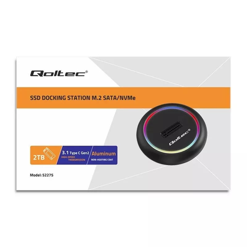 Qoltec 52275 M.2 SSD-Dockingstation, SATA/NVMe, USB-C