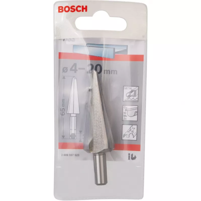 Bosch 2608597523 HSS Blechschälbohrer, Ø 4–20 mm, 1/4" Sechskantschaft