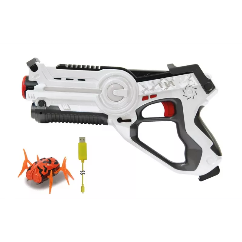 Jamara 410065 Impulse Laser Bug Hunt Set, Spielzeug-Laserpistole mit Ziel, Weiß/Orange