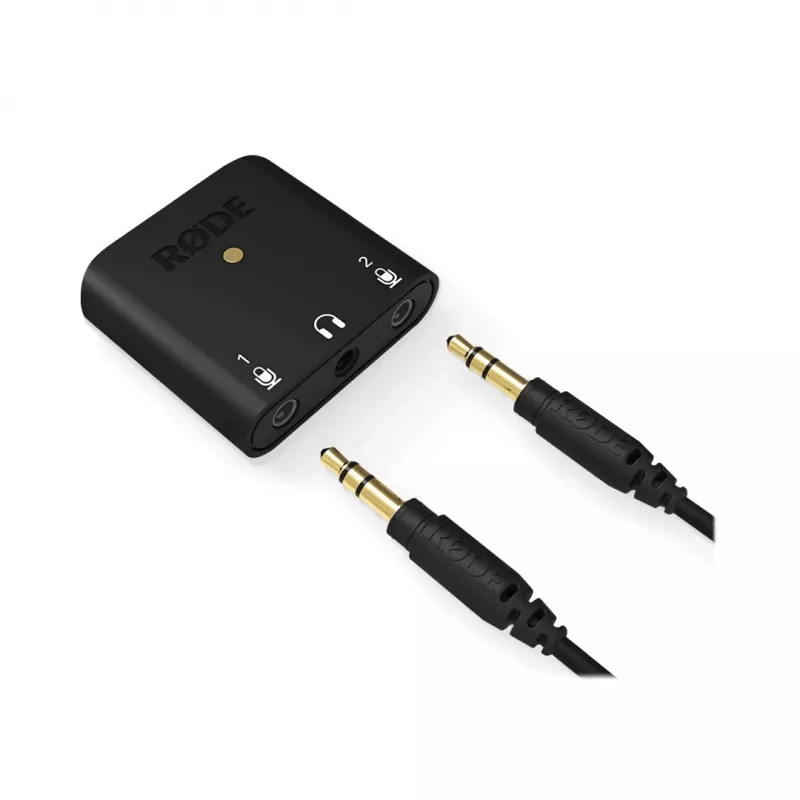 RØDE AI-Micro mobiles Audio-Interface, 2x 3,5-mm-TRS/TRRS-Eingänge, 3,5-mm-Kopfhörerausgang, USB-C, schwarz
