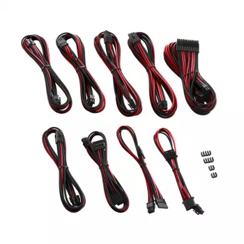 Stromkabelsatz CableMod PRO Series ModMesh C-Series für Corsair RMi/RMx — Schwarz/Rot ummantelte Kabel