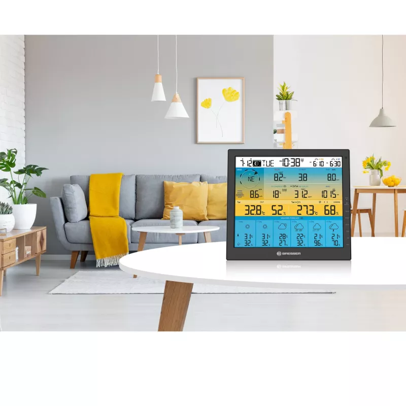 Bresser 7003220 Weather Center 7-in-1 Solar 6-Day 4cast Pro SF Digitale Wetterstation, LCD, Schwarz