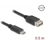 USB-Kabel DELOCK 81535 USB 2.0, USB-C auf USB-A, 0,5 m, schwarz