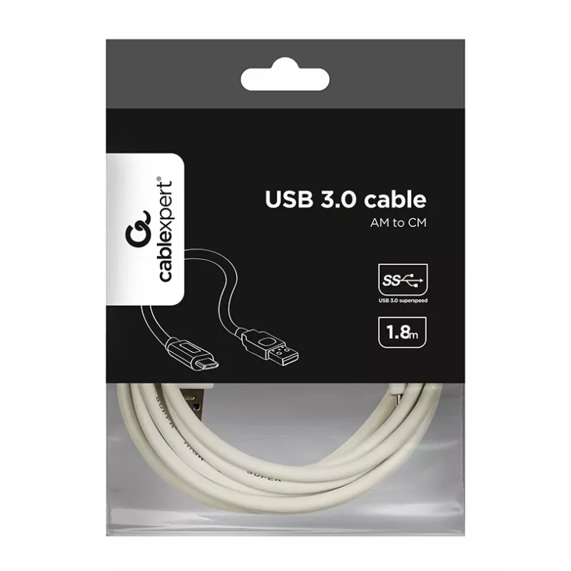 Gembird CCP-USB3-AMCM-6-W USB-3.0-Kabel, USB-A auf USB-C, 1,8 m, Weiß