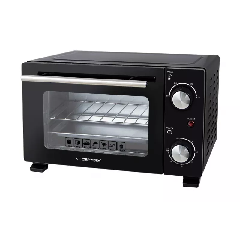 Esperanza EKO007N Calzone Mini-Backofen, 10 l, 800 W, schwarz