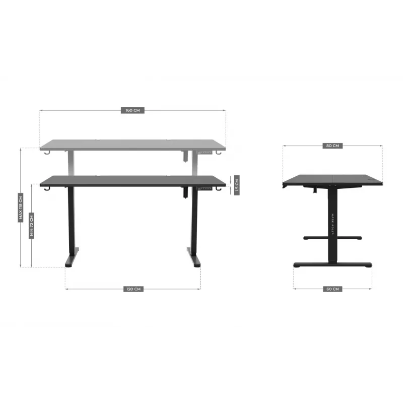 Mark Adler MA-Leader 7.6 elektrisch höhenverstellbarer Schreibtisch, 160×80 cm, schwarz