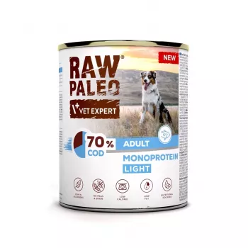 VetExpert Raw Paleo Cod Light Monoprotein Kabeljau Nassfutter für Hunde 800 g