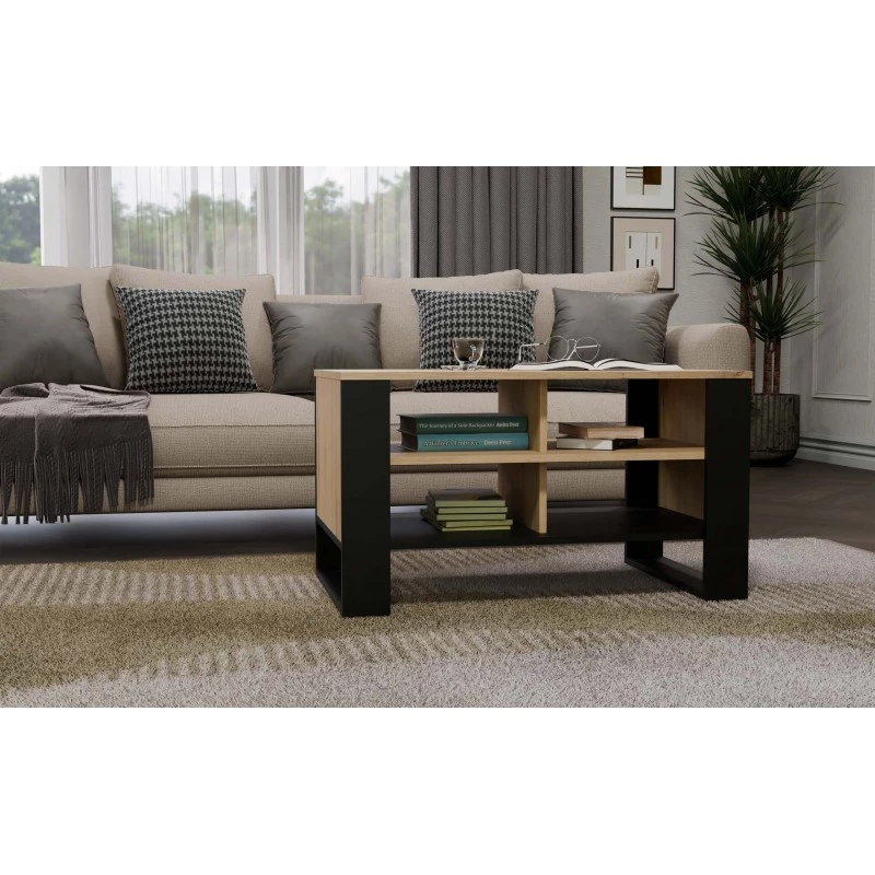 Couchtisch top e shop Topeshop STOLIK KAWOWY ŁAWA MODERN 4P Dąb Artisan Czern