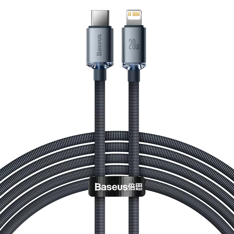 Baseus Crystal Shine CAJY000301 USB-C-auf-Lightning-Kabel, 20 W PD, 2 m, Schwarz