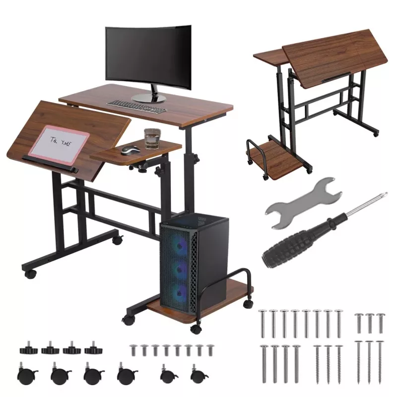 Maclean mobiler Laptoptisch, schwarz, 80x60 cm, max. 50 kg, höhenverstellbar 67-115 cm, MC-124 B
