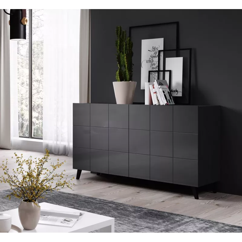 Cama Sideboard 2D REJA graphitgrau glänzend/graphitgrau glänzend