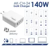 Akyga AK-CH-24 GaN-USB-Ladegerät 140 W, 3 x USB-C PD + USB-A, Weiß