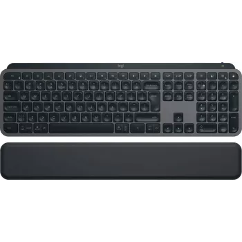 Logitech MX Keys S 920-011589 kabellose Volltastatur, Bluetooth LE / Logi Bolt, beleuchtet, per USB-C aufladbar, QWERTY US International, mit Handballenauflage, Graphit
