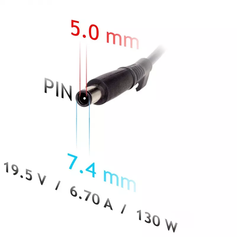 Akyga AK-ND-57 Notebook-Netzteil 19,5 V / 6,7 A, 130 W, 7,4 x 5,0 mm Stecker mit Pin, für Dell