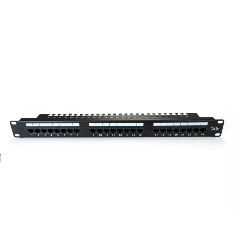 Digitus DN-91524U-EC 19" 24-Port Cat5e U/UTP Patchpanel, 1U, mit Kabelführung, Schwarz