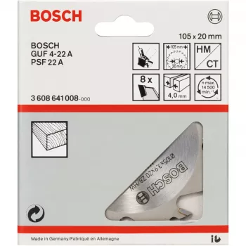 Bosch 3608641008 Schlitzfräser, 105 x 20 mm, 8 Zähne, für GUF 4-22 A und PSF 22 A