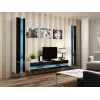TV-Ständer Cama Meble VIGO NEW 30/180/40, weiße Oberplatte, schwarzer Hochglanzrahmen, 1800×400×300 mm