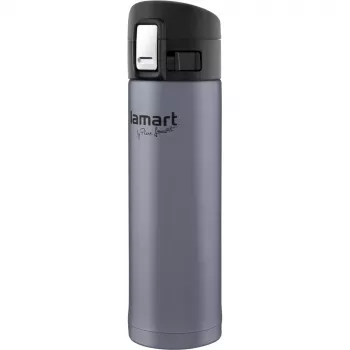 Thermobecher LAMART LT4044 0,42 L Edelstahl doppelwandig vakuumisoliert, Druckknopfdeckel, Ø 6,4 cm