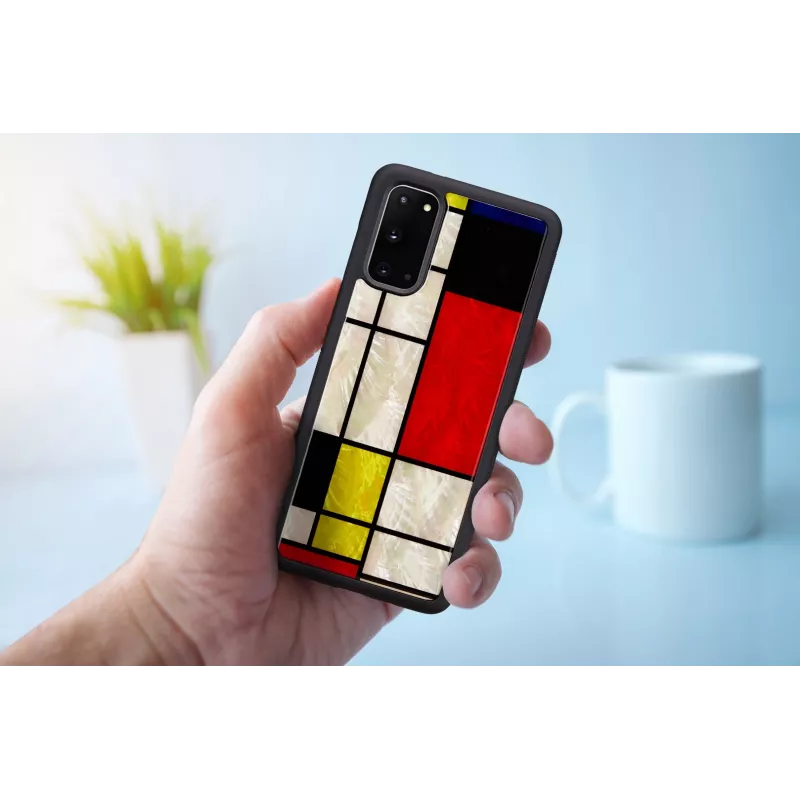 Schutzhülle iKins für Samsung Galaxy S20, Schwarz Mondrian Design