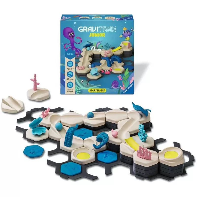 Murmelbahn Starterset Ravensburger GraviTrax Junior S Ocean – modulares Schienensystem für Kinder