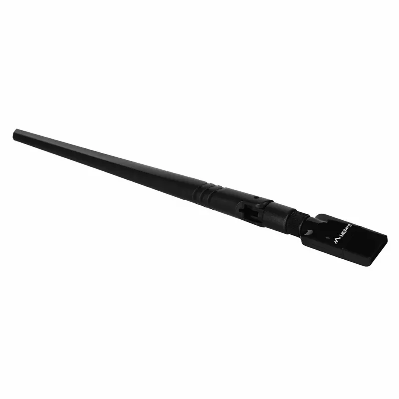 USB-WLAN-Adapter LANBERG NC-0300-WIE, USB 2.0, zwei externe Antennen 5 dBi, WLAN 300 Mbit/s, Ethernet/WLAN, schwarz