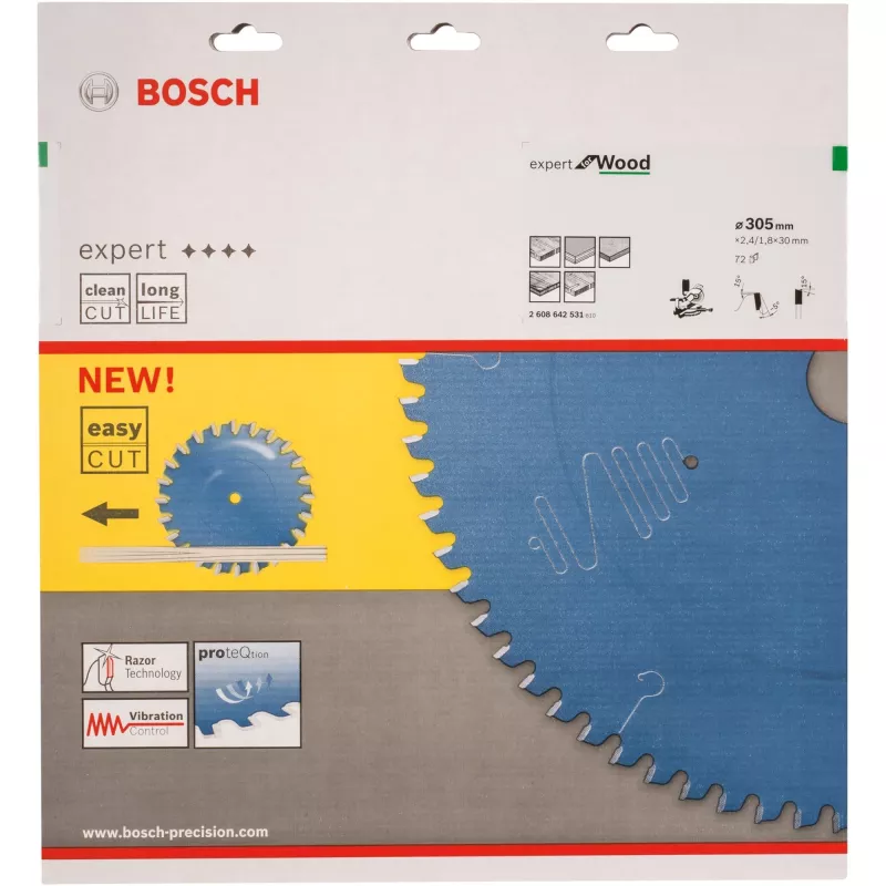 Bosch Expert for Wood Kreissägeblatt 2608642531, 305 mm, 72 Zähne, 30 mm Bohrung