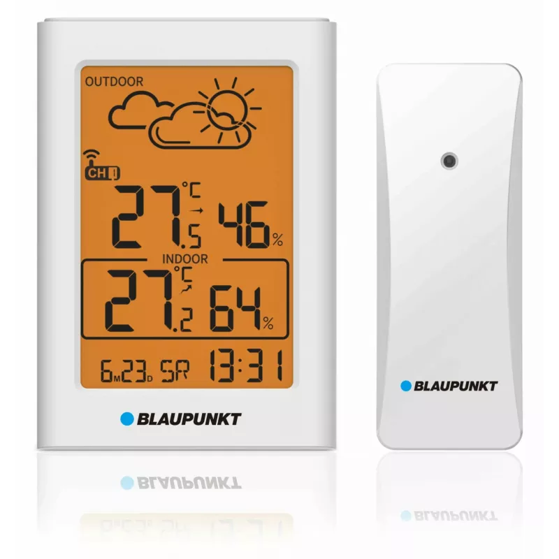 Blaupunkt WS15WH Wetterstation mit Außensensor, Weiß