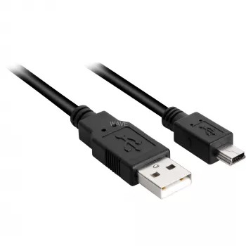 USB 2.0 Kabel, USB-A Stecker > Mini-USB Stecker schwarz, 3,0 Meter, doppelt geschirmt
