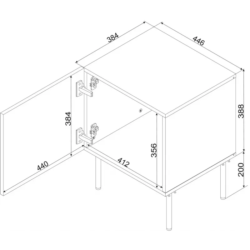 Nachttisch-Set 2 Stk. cama meble PALAZZO BIS 45×39×H59 cm, weiß matt, MDF/Spanplatte