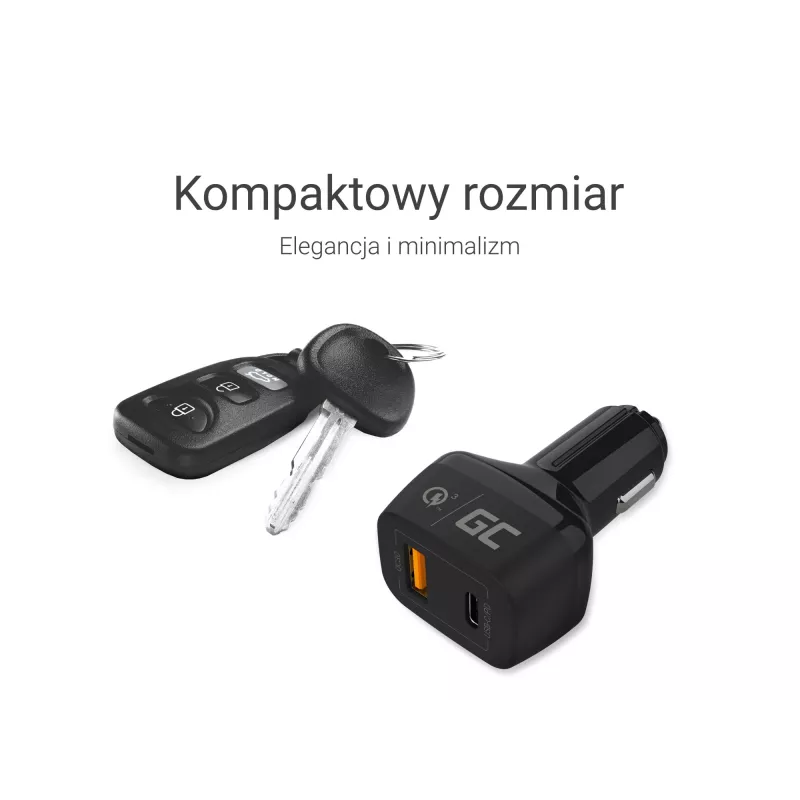KFZ-Ladegerät Green Cell CAD33, 42 W, USB-C PD + USB-A QC3.0, 12/24 V Eingang, 5–12 V Ausgang