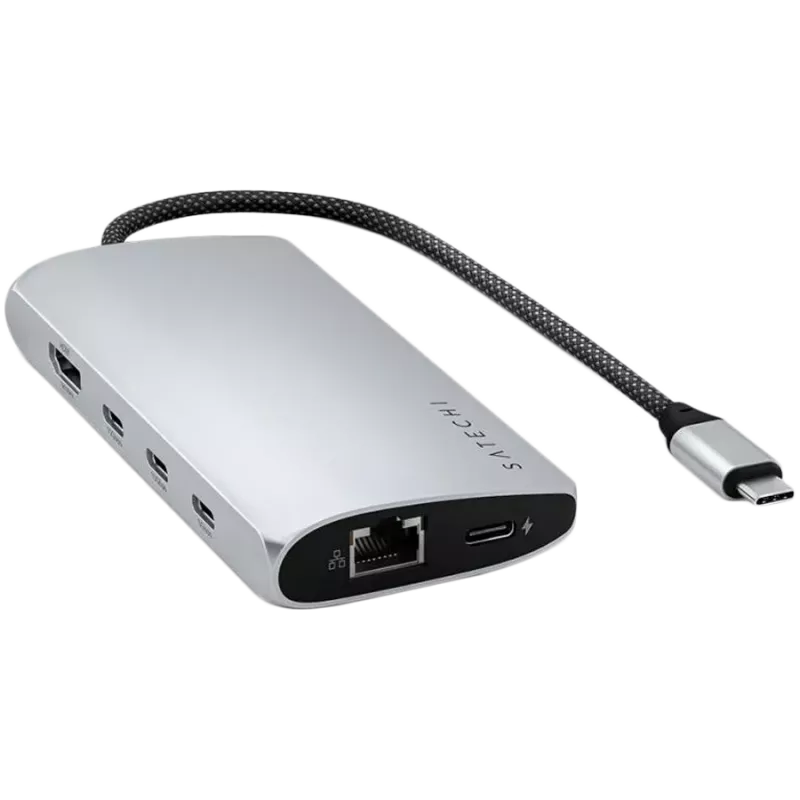Satechi ST-P8KES USB-C Multiport-Adapter 8K mit Ethernet V3, silber